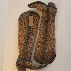 Liberty Black Leopard Animal Print Tall Over-the-Knee Boots  Sz 9